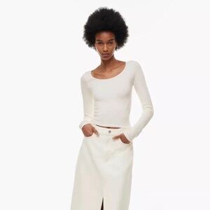 Free People Women’s Love Letter Long Sleeve – White, Size M/L NWOT